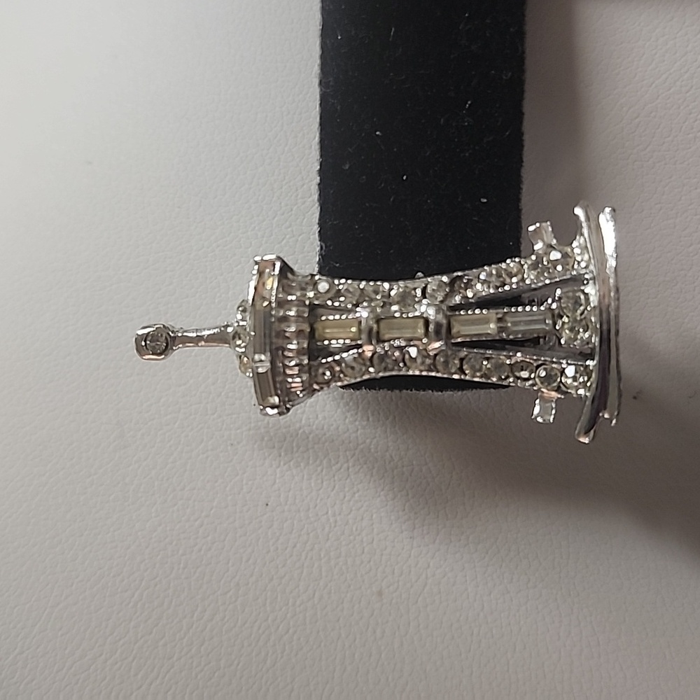 1962 Worlds Fair Seattle Space Needle Crystal Brooch